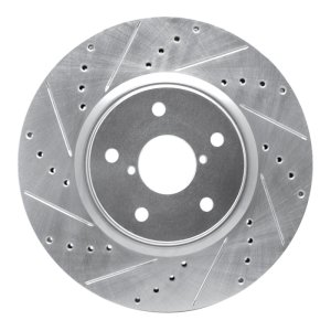 Subaru Legacy Brake Rotor (1) - Front Left - R1 Concepts - Drilled & Slotted - Silver - `06-`21